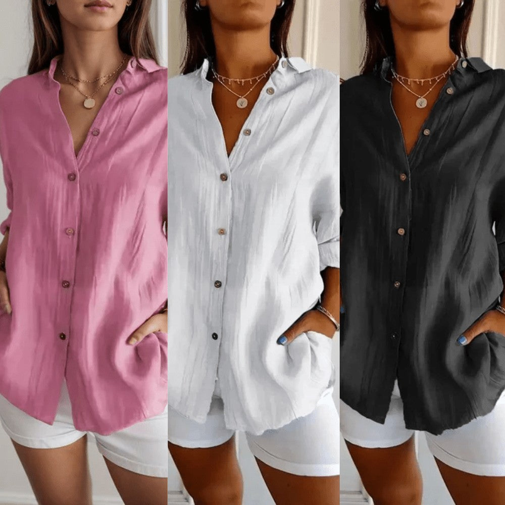 Kit 3 Camisas Ibiza em Linho de Algodão – Design Semi Plissado — Bavielo