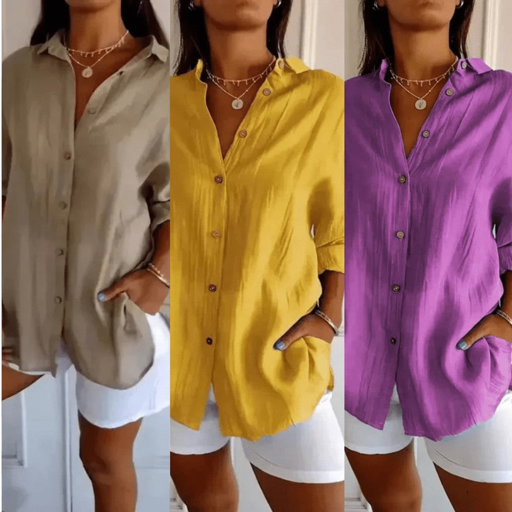 Kit 3 Camisas Ibiza em Linho de Algodão – Design Semi Plissado — Bavielo