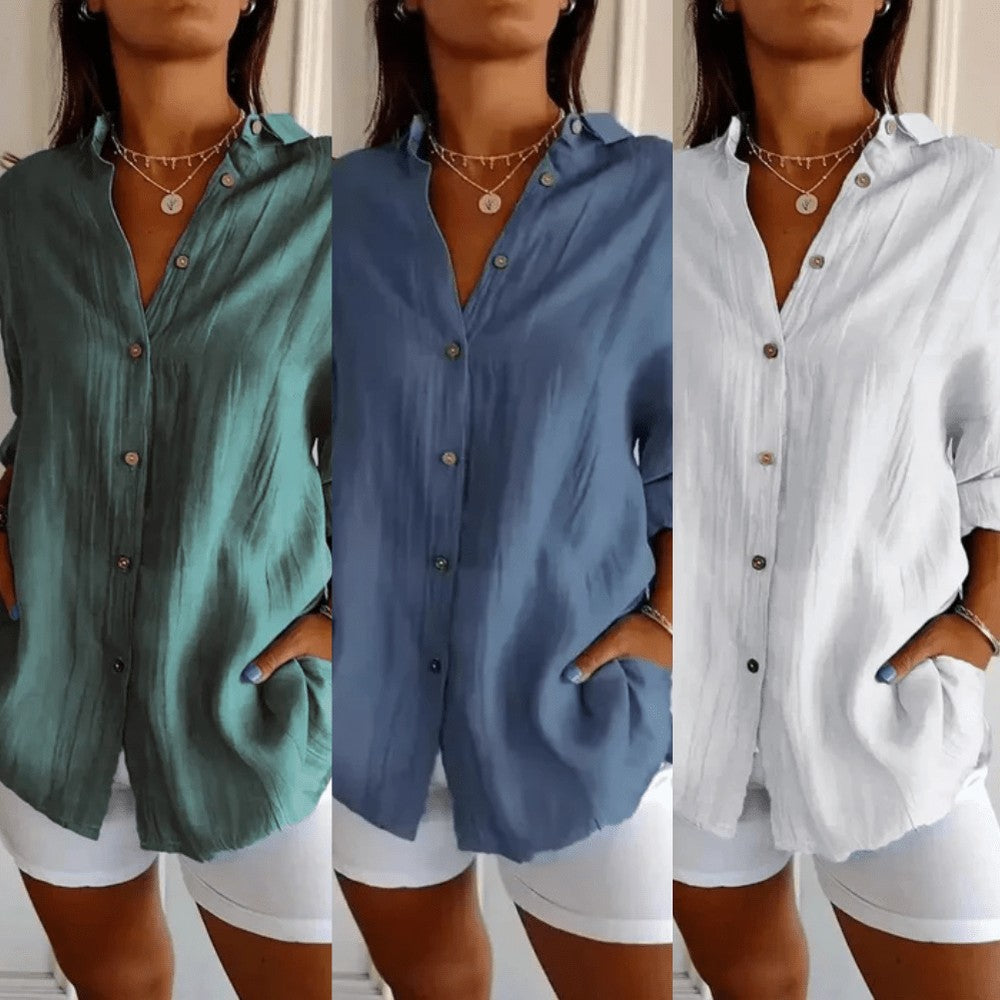 Kit 3 Camisas Ibiza em Linho de Algodão – Design Semi Plissado — Bavielo
