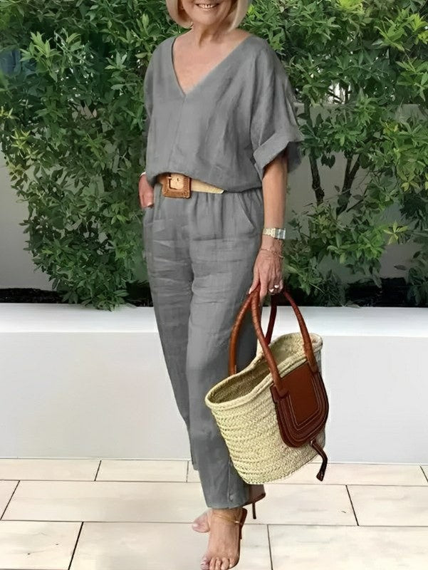 Conjunto Feminino Casual de Algodão e Linho Vicenza — Bavielo
