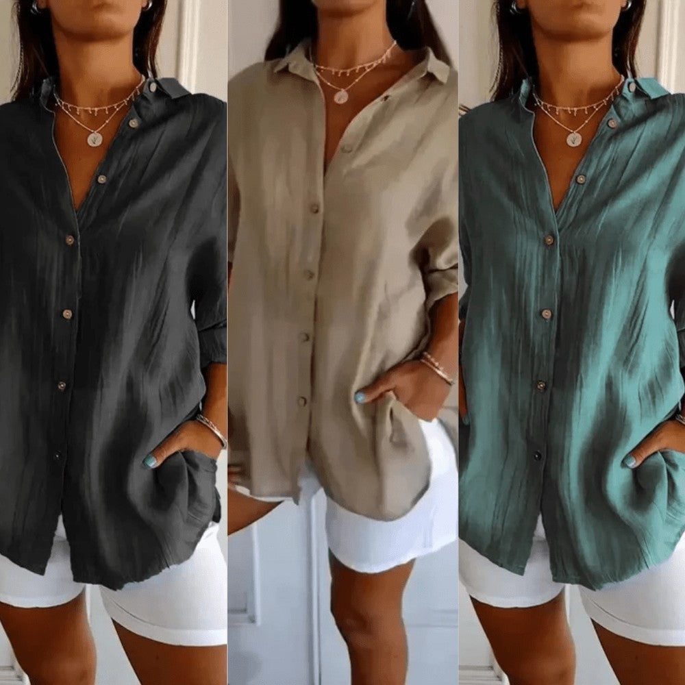 Kit 3 Camisas Ibiza em Linho de Algodão – Design Semi Plissado — Bavielo