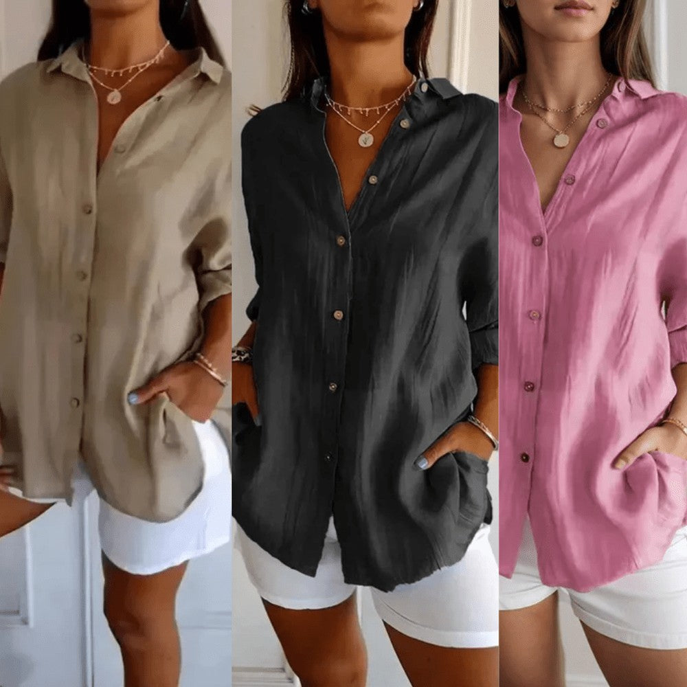 Kit 3 Camisas Ibiza em Linho de Algodão – Design Semi Plissado — Bavielo