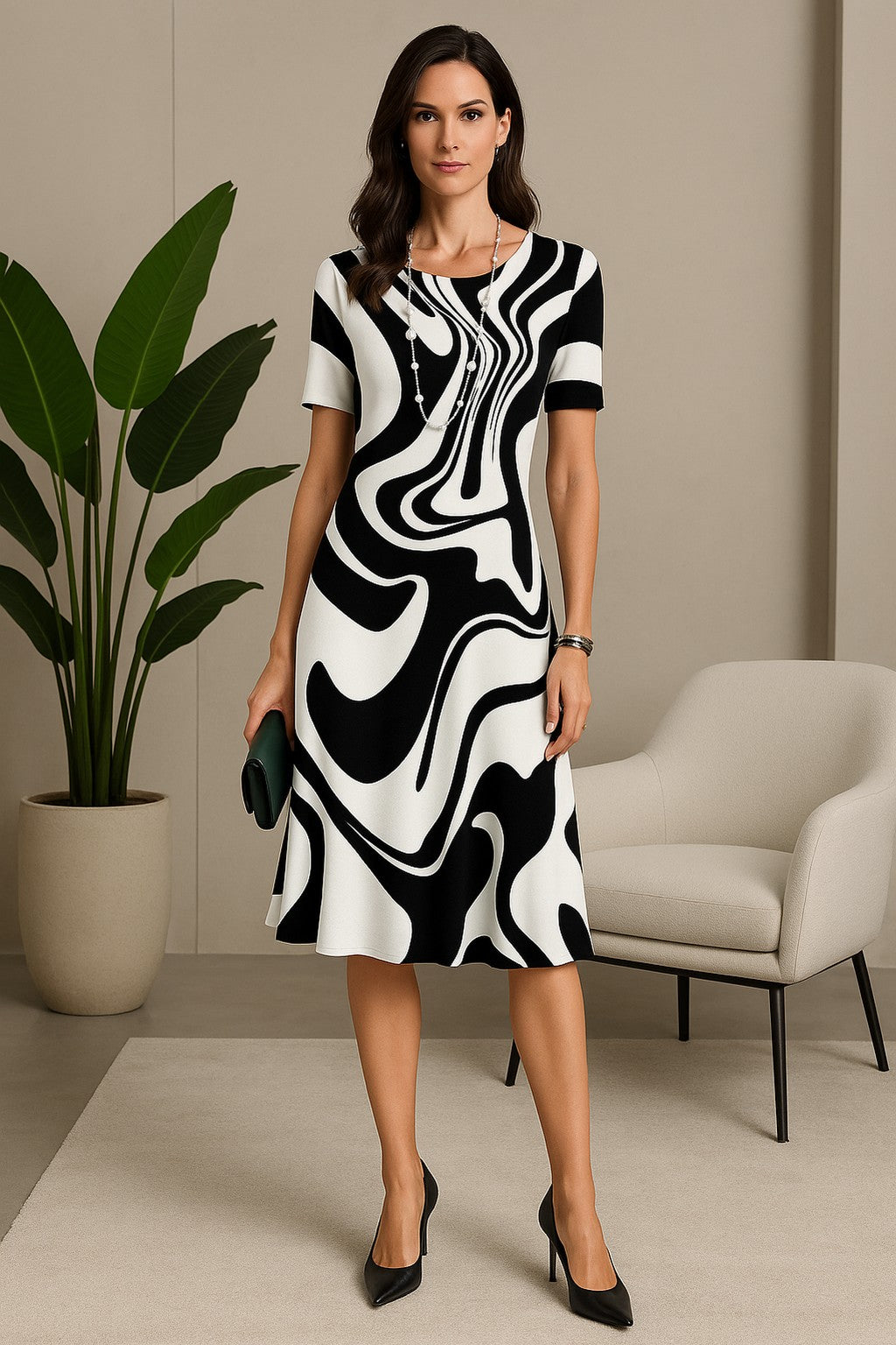 Vestido Amarílis Preto e Branco — Bavielo