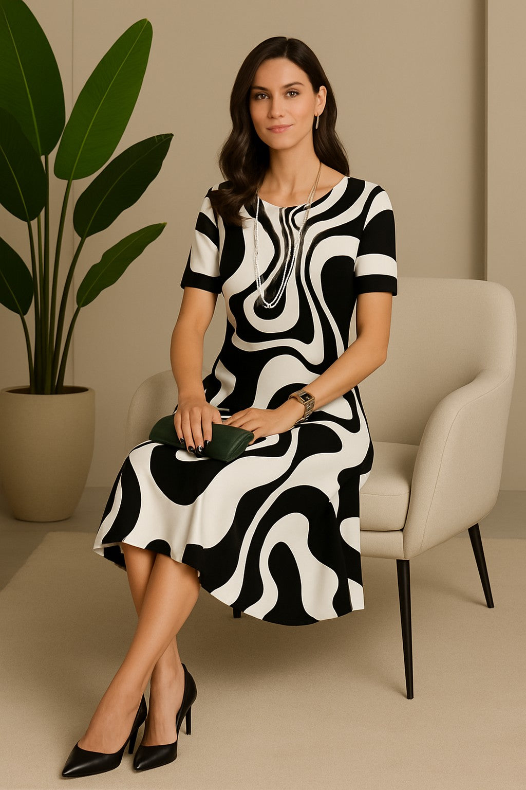 Vestido Amarílis Preto e Branco — Bavielo